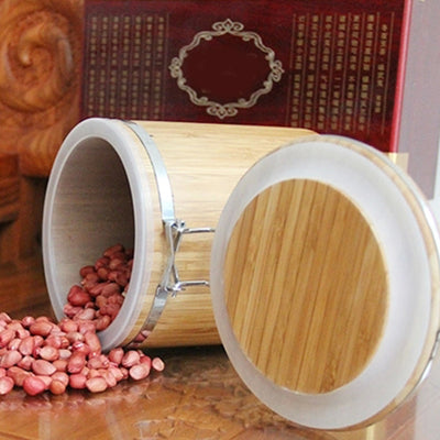 Bamboo round vaccum storage box