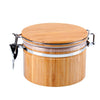 Bamboo round vaccum storage box