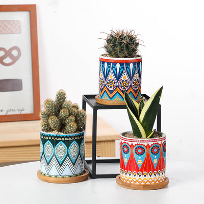 Mandala ceramic flower pot