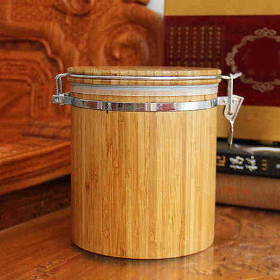 Bamboo round vaccum storage box