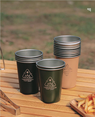 350ml Stainless Steel Pint Cups Set