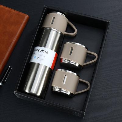 Stainless steel hand-carried thermos mug with cups !  More sets inside